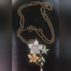 Floral Enamel Pendant Necklace
